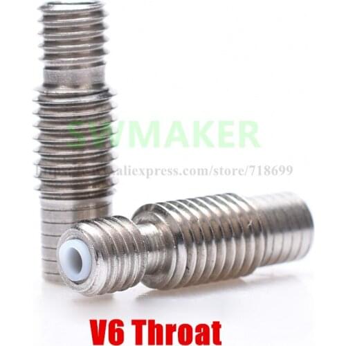 Titanium alloy / Stainless Steel V6 Heat Break Hotend Throat All Metal or with PTFE Tube for 1.75/3.0mm V6 J-head 3D Printer