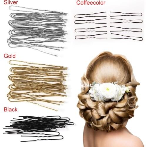 20/100pcs Black/Gold U Shaped Hairpins Waved Hair Clip Bobby Pins Metal Alloy Barrette Headwear Trinket Hair Styling Accessories