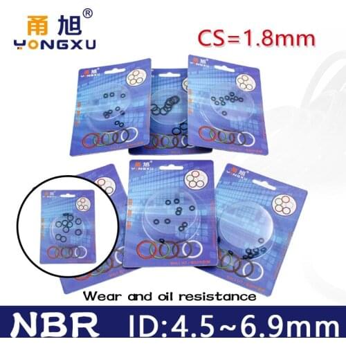 Boxed nitrile rubber NBR seal O-ring thickness CS 1.8mm ID 4.5/4.87/5/5.3/5.5/6/6.3/6.7/6.9mm Gasket oring oil resistance