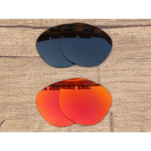 Vonxyz 2 Pairs Stealth Black & Ruby Mirror Polycarbonate Replacement Lenses for-Oakley Garage Rock Frame