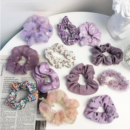 Purple Scrunchie Women Girls Elastic Hair Rubber Bands Accessories Gum For Women Tie Hair Ring Rope Ponytail Holder Headdress