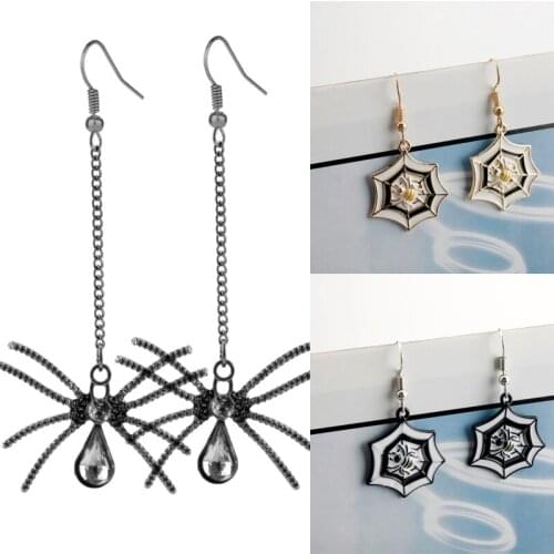 7 Style Halloween Jewelry Horror Spider Drop Earrings for Women Horror Bat Spider web Dangle Earring Party Cosplay Gift