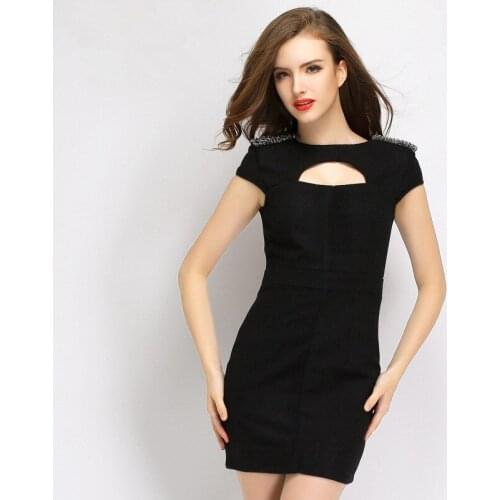 Spring Beading Bodycon Mini Woolen Dresses Sleeveless Hollow Out O Neck Backless Women Dress Office Bandage Sexy Party Dress