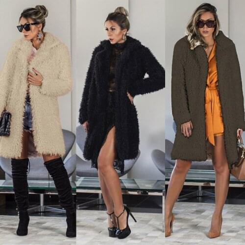 Winter Womens Coats High Quality Luxury Long Fur Coat Loose Lapel Coat Thick Warm Plus Size Female coats long Solid color coats