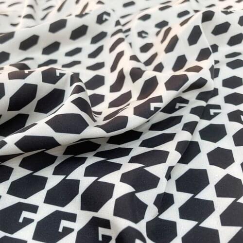 145cm*100cm simple black and white geometric digital printing sewing skirt pants shirt custom satin fabric new designer fabric