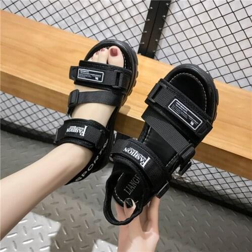 2021 Summer New Flat-Heel Casual Womens Sandals Thick-Soled Non-Slip Slope With Student Buckle All-Match Sports Womens Shoes
