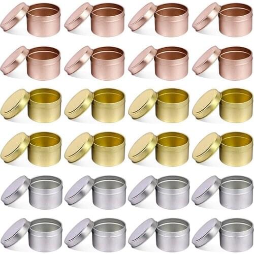 24 Pcs Candle Tins, 4 Oz Metal Candle Containers for Candle ,for Making Candles, Arts Crafts(Silver, Gold, Rose Gold)