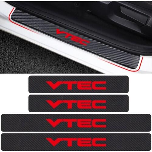 4pcs Car Carbon fiber VTEC Logo Door Scuff Plate waterproof sticker For Honda Civic Accord Odyssey Spirior CRV SUV Car-Styling