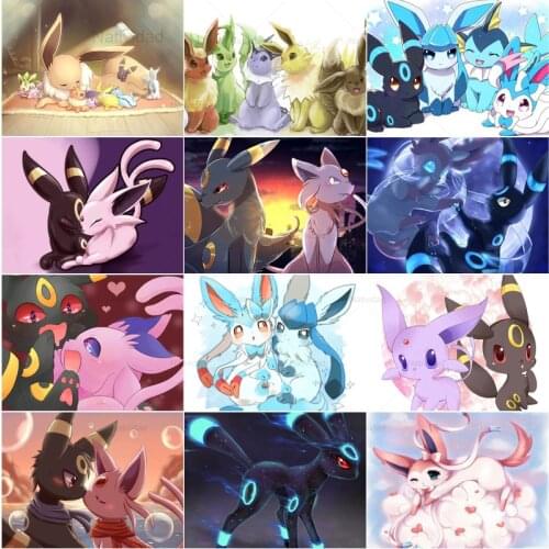 5D Diamond Cartoon Pokemon Painting Embroidery Cross Stitch Mosaic Full Round Square Drill Anime Pictures Home Decoration Gifts