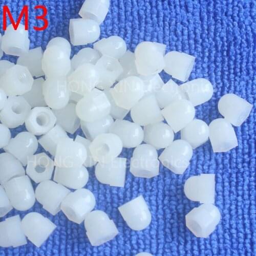 M3 1 pcs white Nylon acorn nuts /3mm Protection Dome Head hex Cover Nuts/Plastic hexagon Cap Nut brand new high-quality