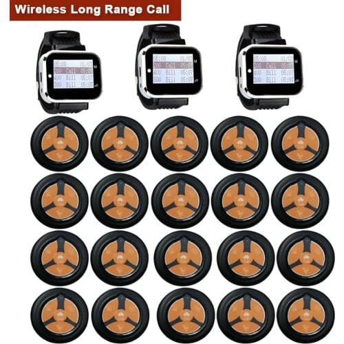 Wireless Restaurant Calling System 2 Wristwatch Receiver And Long Range 4 Keys Buttons Transmitter For Cafe