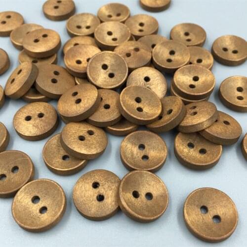 DIY 100pcs Wooden Buttons Sewing Scrapbooking Round Button 2 Holes Crafts 15mm