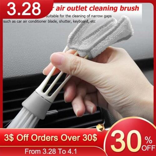Double Slider Car Cleaning Tool Brush Car Air Conditioning Vent Keyboard Supplies Multifunctional Cleaning Brush Vent Brush