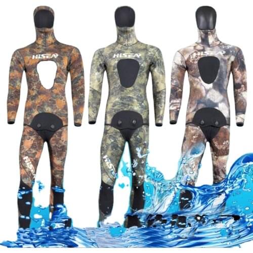 Hisea seac 3.5mm men neoprene diving suit Split wetsuit Fishing and hunting clothing Siamese CR inside material smooth skin