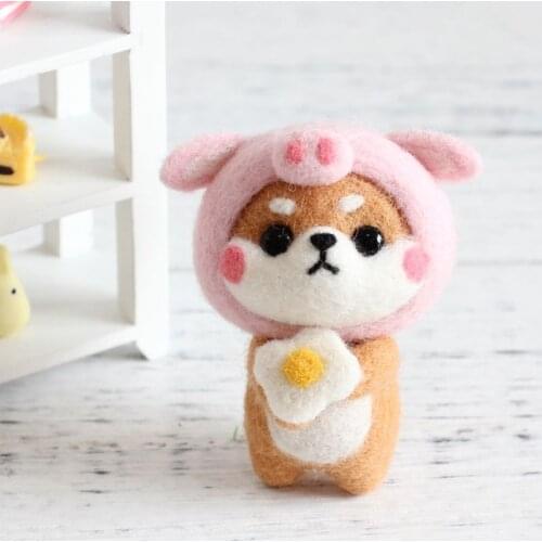 Hamster Animal Doll Wool Felt Craft DIY Non Finished Poked Set Handcraft Kit For Needle Material Bag Pack