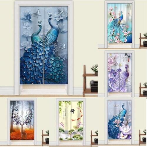 Chinese Door Curtain Bedroom Toilet Cloth Curtain Kitchen Smoke Proof Partition Curtain Doorway Hanging Curtain Home Decoration