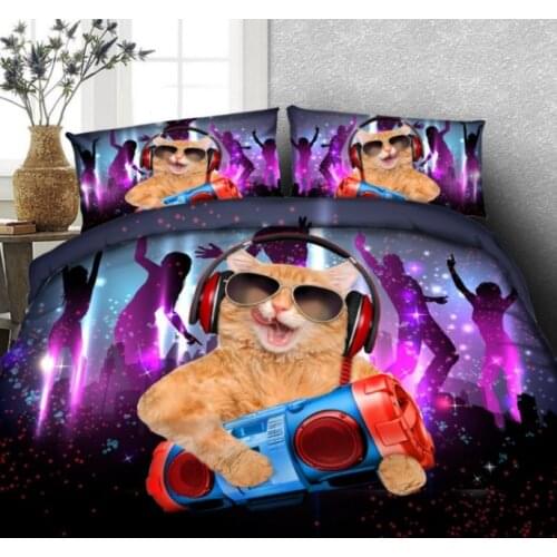 Cat 3D Bedding set Bed sheet Duvet cover Super King Queen size twin full double bed in a bag linen doona bedspread bedset 4pcs