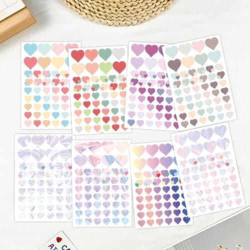 Colorful Loving Heart Kawaii Sticker Korean Scrapbooking Decorative DIY Diary Album Stick Label Planner Cute Stationery Stickers