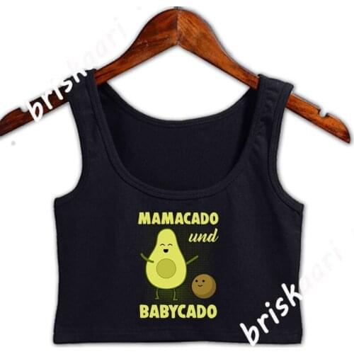 Avocado Crop Top Spring Letters Printed O-Neck Funny Casual Gift Pattern Tops Female Vest