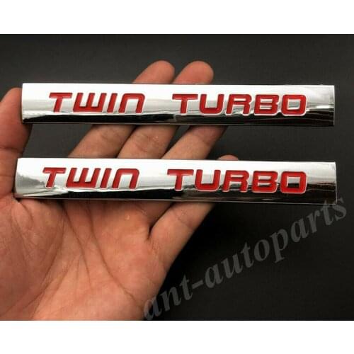 2x Metal Chrome Red Twin Turbo Engine Car Emblem Badge Decals Sticker 3.5 6.4L