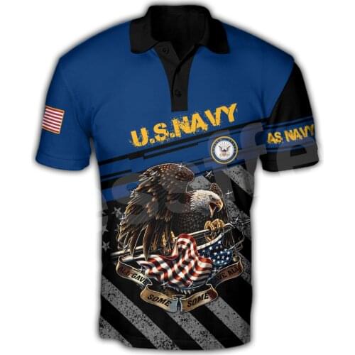 Tessffel NewFashion Eagle Navy Army Veteran Military Camo Harajuku 3DPrint Men/Women Summer Polo Shirts T-Shirt Short Sleeves A1