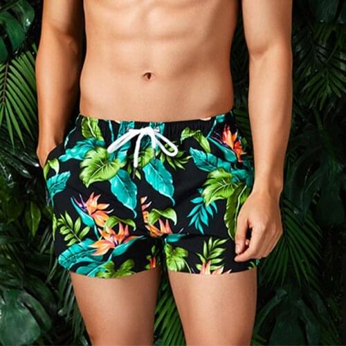 Heavywood Quick Dry Beach Board Shorts Casual Sports Swimming Trunks Swimsuit Surfing Print Drawstring Elastic Waist Hot Pants