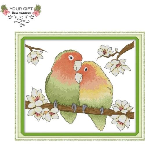 Joy Sunday DA162 14CT 11CT Counted and Stamped Home Decor A Pair Of Loving Parrots Needlepoint Embroidery DIY Cross Stitch kits