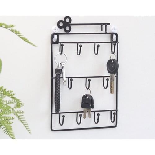 Modern Style Iron Wall Mounted 11 Hangers Hooks Key Holder Coat Hat Storage Rack Practical Cloth / Keys Hooks