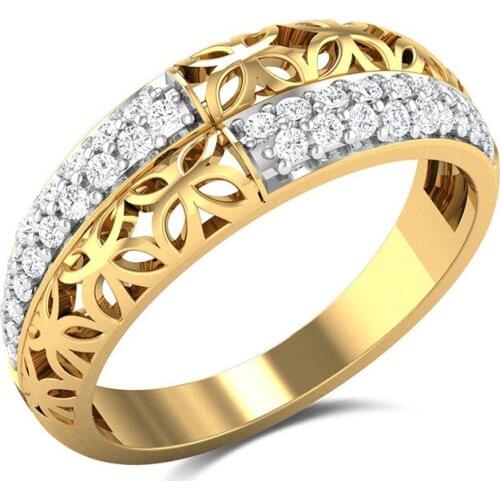 Hainon New Brand Full Clear Cubic Zirconia Ring CZ Stone Hollow Flower Wedding Ring for Woman Gold Color Jewelry Rings