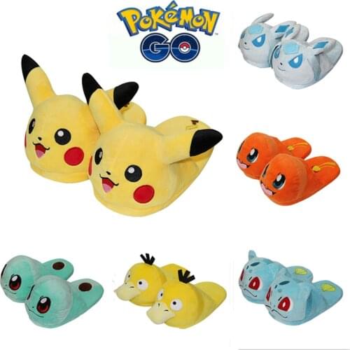 New Anime Pokemon Pikachu Home Slippers Cute Cartoon Slippers Shoes Indoor Girls Boys Adult Gifts Cosplay Casual Winter Warmth