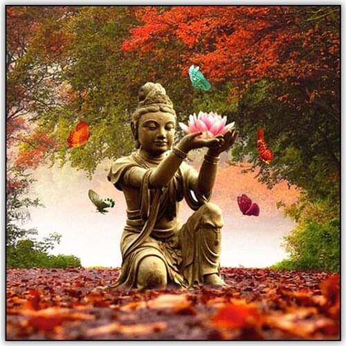 Autumn Scenery Diamond Painting 5d Lotus Buddha Foto Full Drill Square /Round Crystal Diamond Mosaic Embroidery Cross Stitch Kit