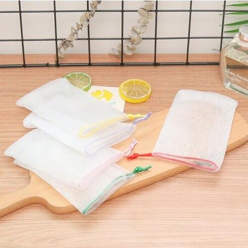 50Pcs Soap Foaming Dual-Layer Mesh Drawstring Bag Bubble Foam Net Body Cleaning Face Cleansing Personal Care