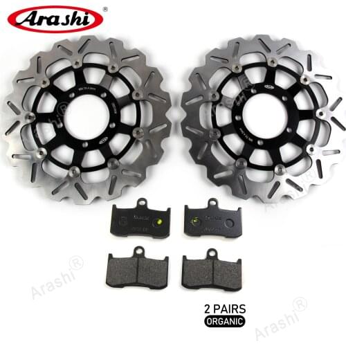 ARASHI 1Pair CNC Floating Front Brake Discs Disk Rotors Pads For Daytona 675 2006 2007 2008 2009 2010 2011 2012