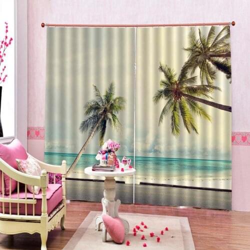 Beach curtains Customized size Luxury Blackout 3D Window Curtains For Living Room Drapes Cortinas