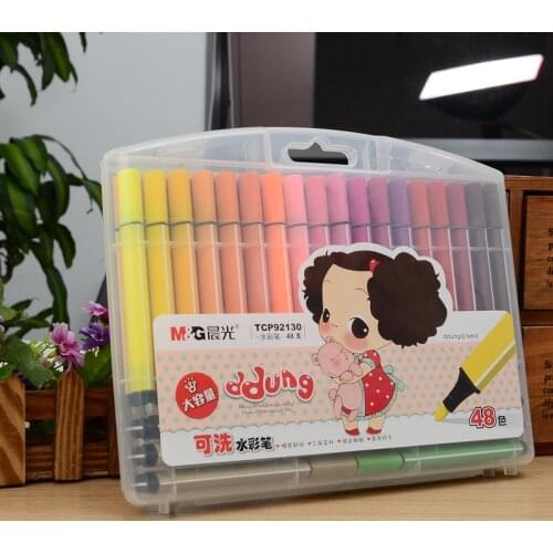 48Color Hardcover Boxed Washable Safe Non-toxic Kid Drawing Tools Student Stationery Watercolor Pen Art Marker Set Office