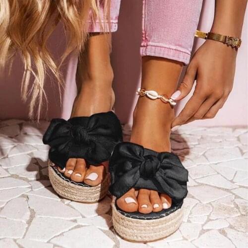 Platform Sandals 2021 Summer Bow Casual Daily Comfy Slip on Platform Sandals Dress Peep Toe Female Gladiator Sandalias Mujer