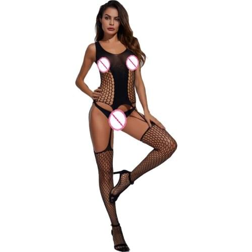 Sexy Bodystocking Erotic Large Fishnet Honeycomb Bodystocking Strapped Hollow Bodysuit Lingerie Bodysuit Latex Catsuit Stocking