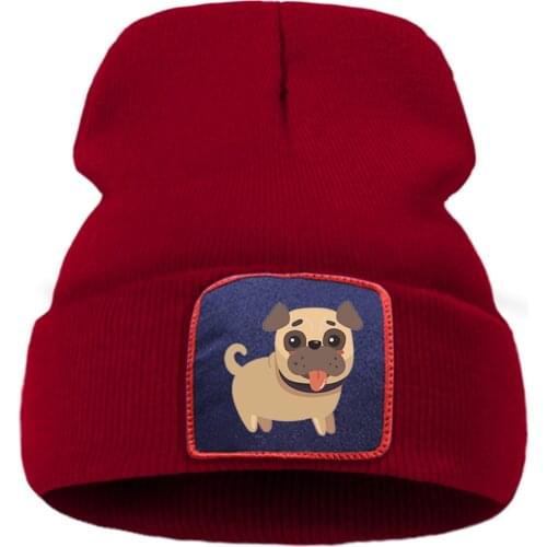 Funny Pug Cartoon New Print Hip-Hop Man Autumn Knitted Hats Keep Warm Outdoor Women Winter Hat Fashion Casual Beanie For Teens