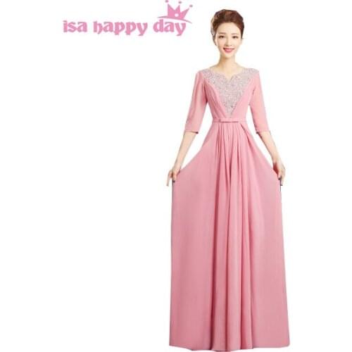 Modern women long blush chiffon plus size formal floor length bridesmaid dresses bridesmaids dress women gown for woman H3582