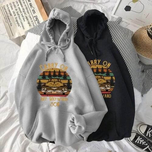 Sudadera Supernatural Vintage Hoodies Carry on My Wayward Son Dark Heather Print Hoodies Streetwear Women Men Anime Manga Hoody