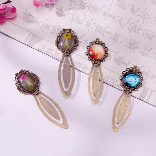 Retro Crystal Gem Bookmarks Handmade Book Holder DIY Decoration Book Clip Stationary Alloy Accessories Office Binding SupplY