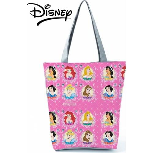 Disney Princess Handbags Girl Cartoon Shoulder Bag High Capacity Women Shopping Bag Storage Bag Travel Beach Bag Dropshipping