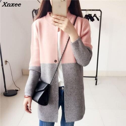 Woman long jaket coat sweater Knitted slim suit cardigans plus size elegant noble winter fall full sleeve large clothing Xnxee