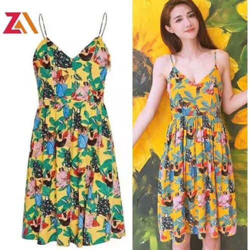 ZALady Summer Beach Mini Dresses Chic Korean Floral Printed Sexy Bow Backless Spaghetti Strap Bohemia Casual Dresses Women Robes