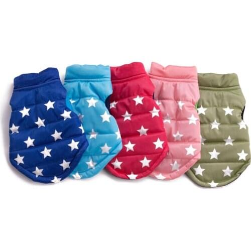 5 Colors Winter Dog Clothes For Small Dogs Star Printed Dog Jacket Coat Padded Puppy Outfit Vest Yorkshire Chihuahua Pugs 10E