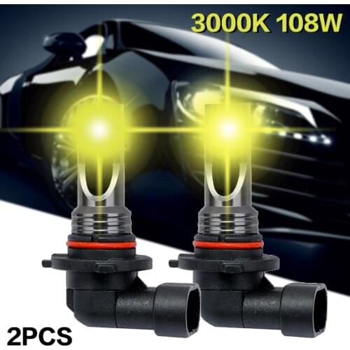 1 Pair 9006 HB4 108W 3030 LED Car Foglight Bulbs 3000K Golden Yellow Fog Lamp Beam 20000LM DC 9-32V Car Lights