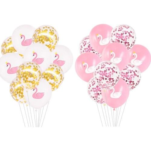 10/15pcs White Pink Swan Latex Confetti Balloon Kids Birthday Party Wedding Decoration Baby Shower Supplies Kids Toy Globos