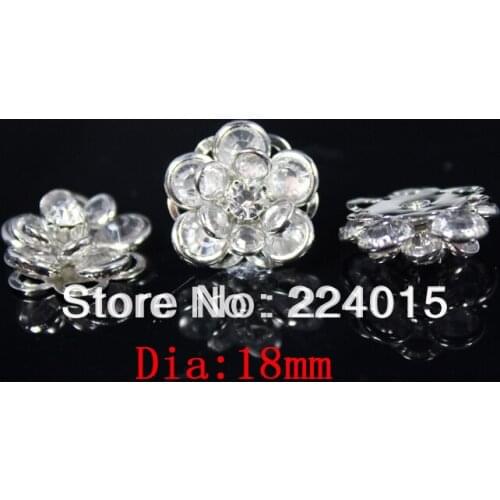 20PCs 24mm Clear Silver Plated Rose Flower Round Rhinestone Embellishment Findings /Connectors Fit Jewelry DIY