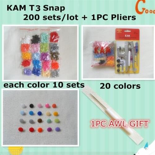 20 colors mixed ) 200sets Glossy T3 size 16 Kam Snaps Button Plastic Resin Fasteners for DIY Baby Diaper + 1pc DK001 Kit Tool