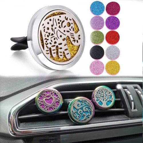 2020 New Aromatherapy Jewelry Diffuser Elephant Owl Tree of Life Open 30mm Stainless Steel Car Perfume Diffuser Locket Pendant
